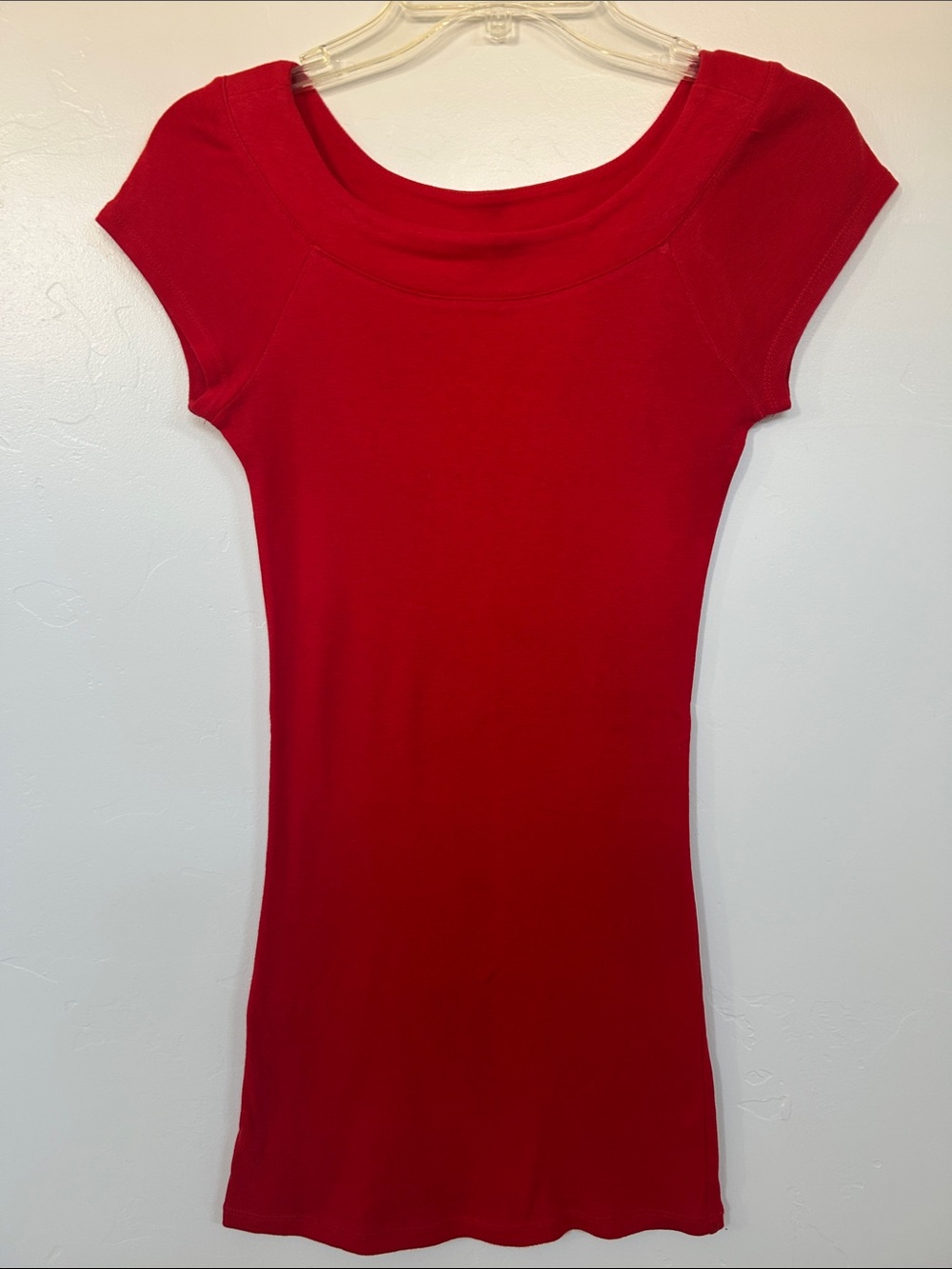 Express Red Scoop Neck Short Sleeve Tunic Top